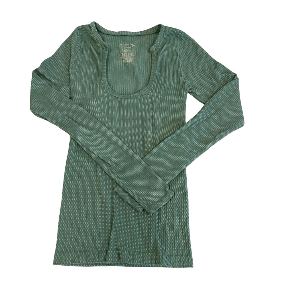 Free People Intimately Seamless Ribbed Thermal Top Sage Green M/L stretchy!